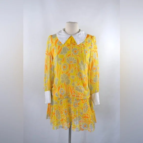60’s Floral Drop Waist Mini Dress - Size Small - Picture 2 of 8